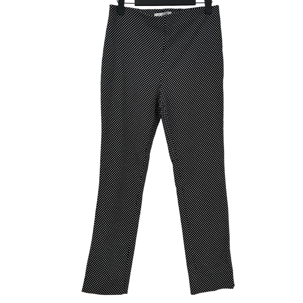 PopSugar Womens Black White Polka Dot Slim Leg Stretch Trousers Pants Size M‎